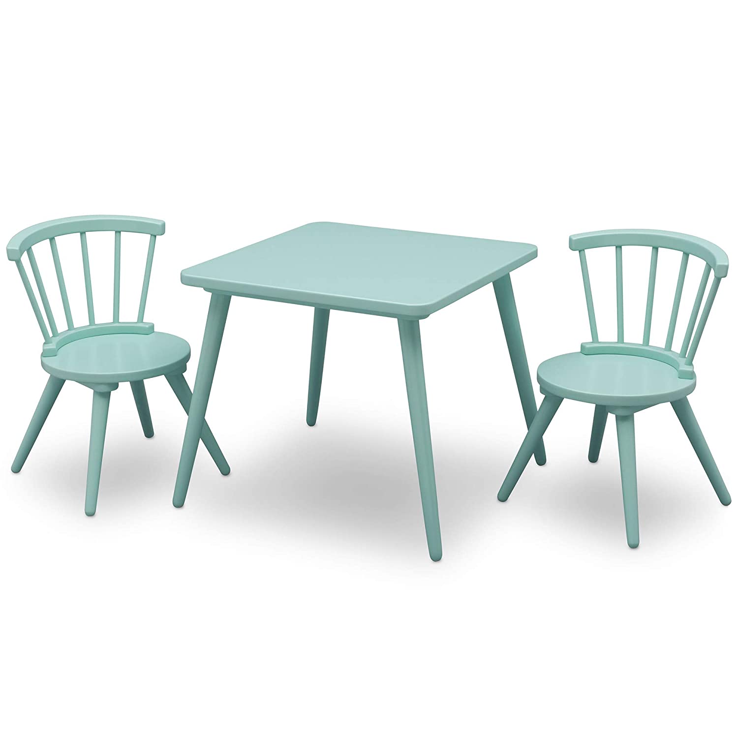 Delta Children Windsor Kids Wood Table Chair Set (2 Chairs Included) - Ideal for Arts & Crafts. Snack Time. Homeschooling. Homework & More. Greenguard Gold Certified. Aqua