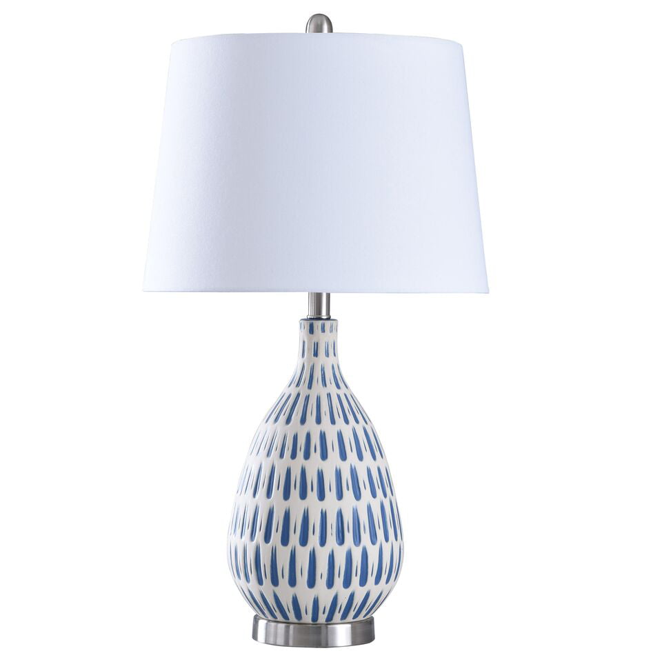 Marissa Table Lamp - Off-White. Blue - Off White