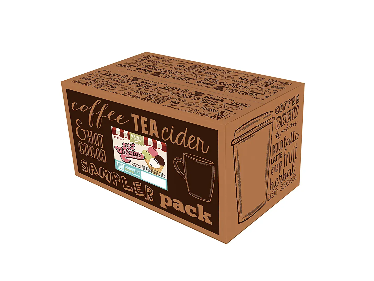 Two Rivers Coffee Ice Cream Flavored Coffee Pods Variety Sampler Pack for Keurig 2.0 K Cup Brewers 100 Count