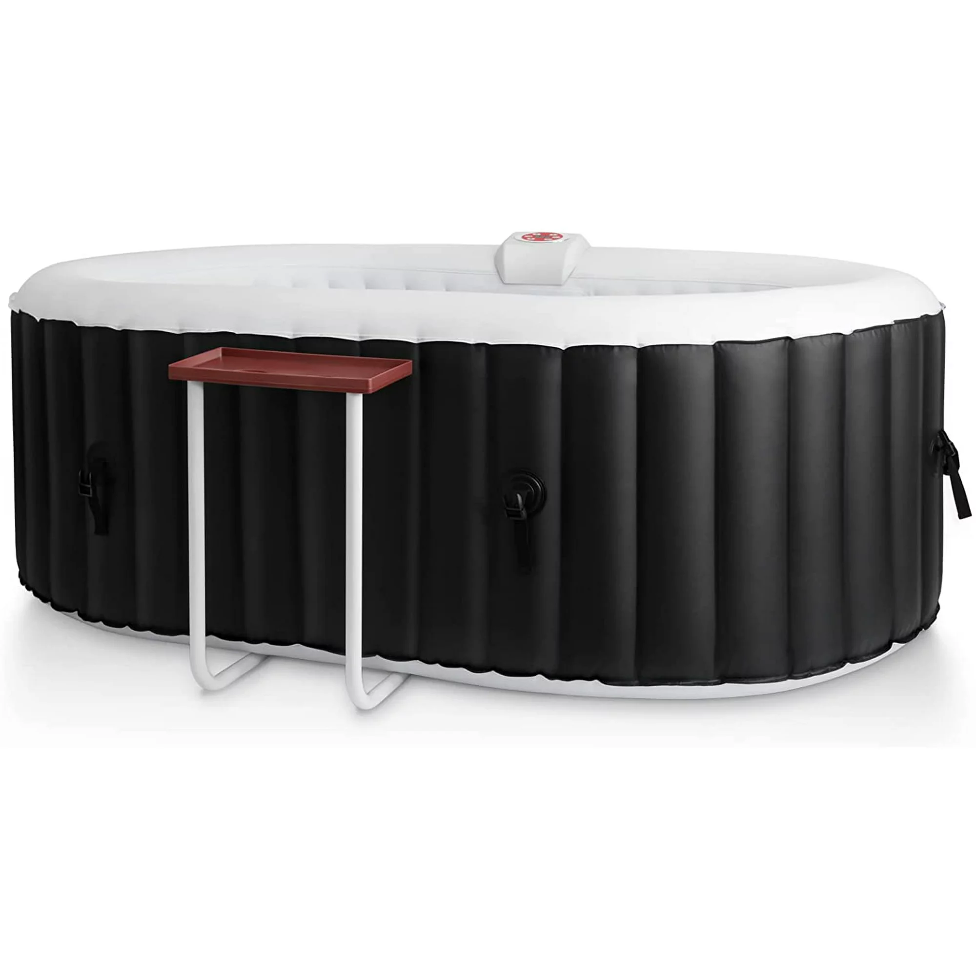 SZHOSMUN Inflatable Hot Tub Spa for 2-4 Person. Portable Outdoor Hot Tub with Built-in Pump. 75 x 47Inch Oval. Bubble Jets. Side Table. 2 Filter Cartridge Included