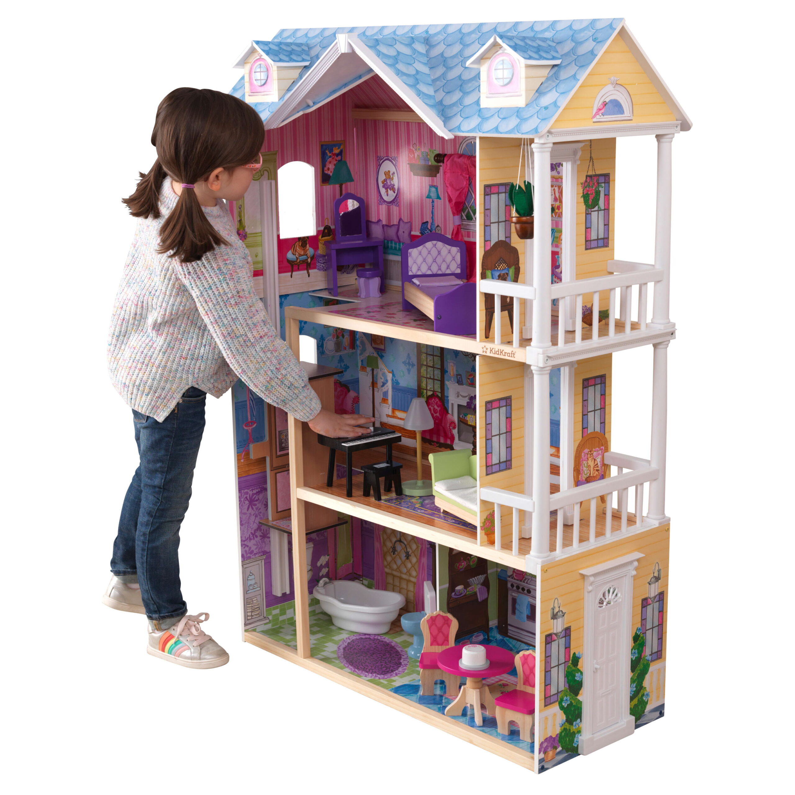 KidKraft My Dreamy Dollhouse with Lights & Sounds. Elevator and 14 Accessories