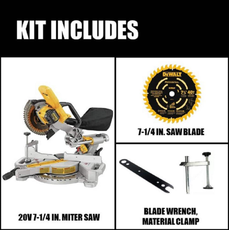DEWALT Miter Saw DCS361B 20-Volt MAX Cordless 7-1/4 in. Sliding (Tool-Only)