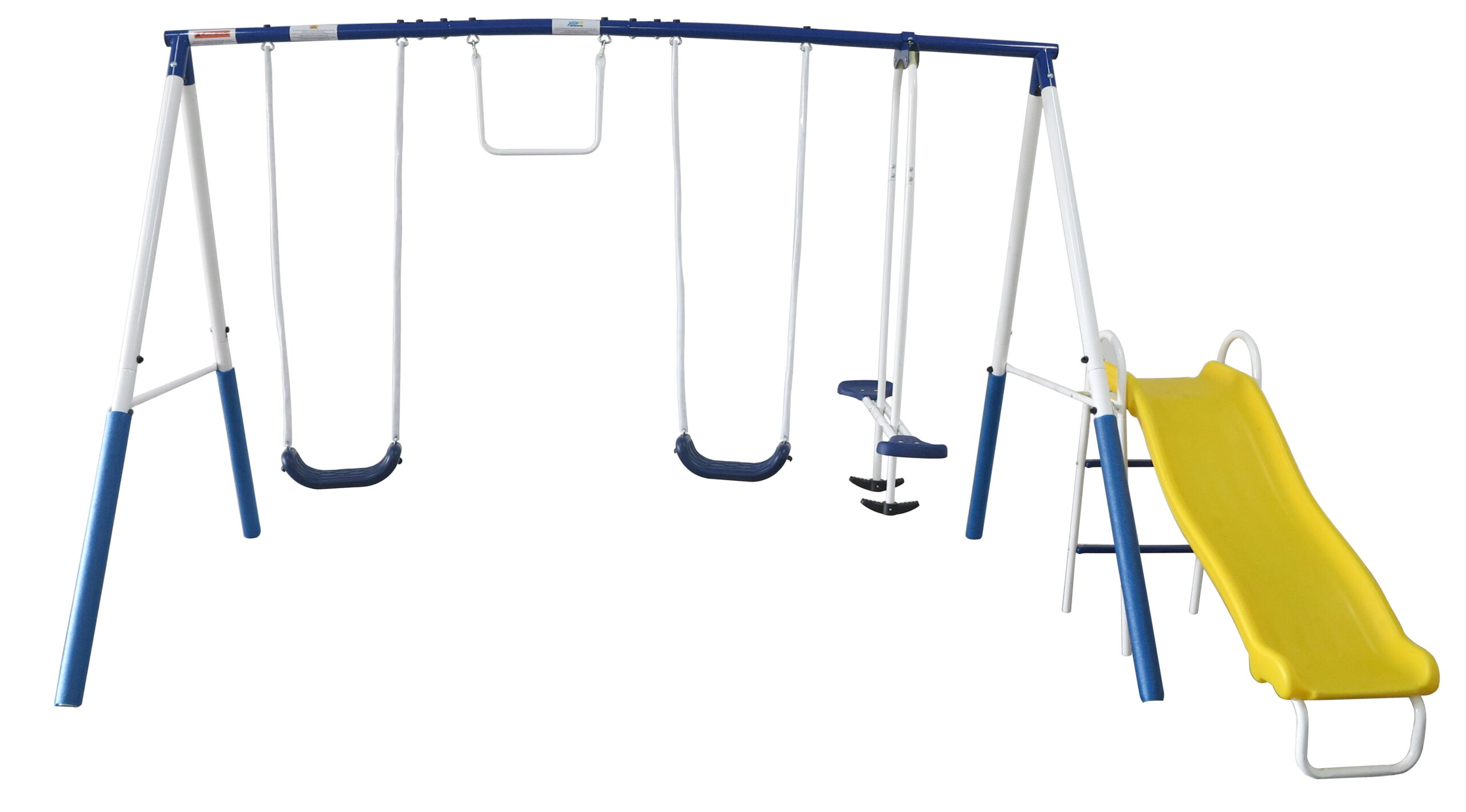 XDP Recreation Play All Day Metal A-Frame Swing Set with Fun Glider. Swings. Trapeze. and Slide