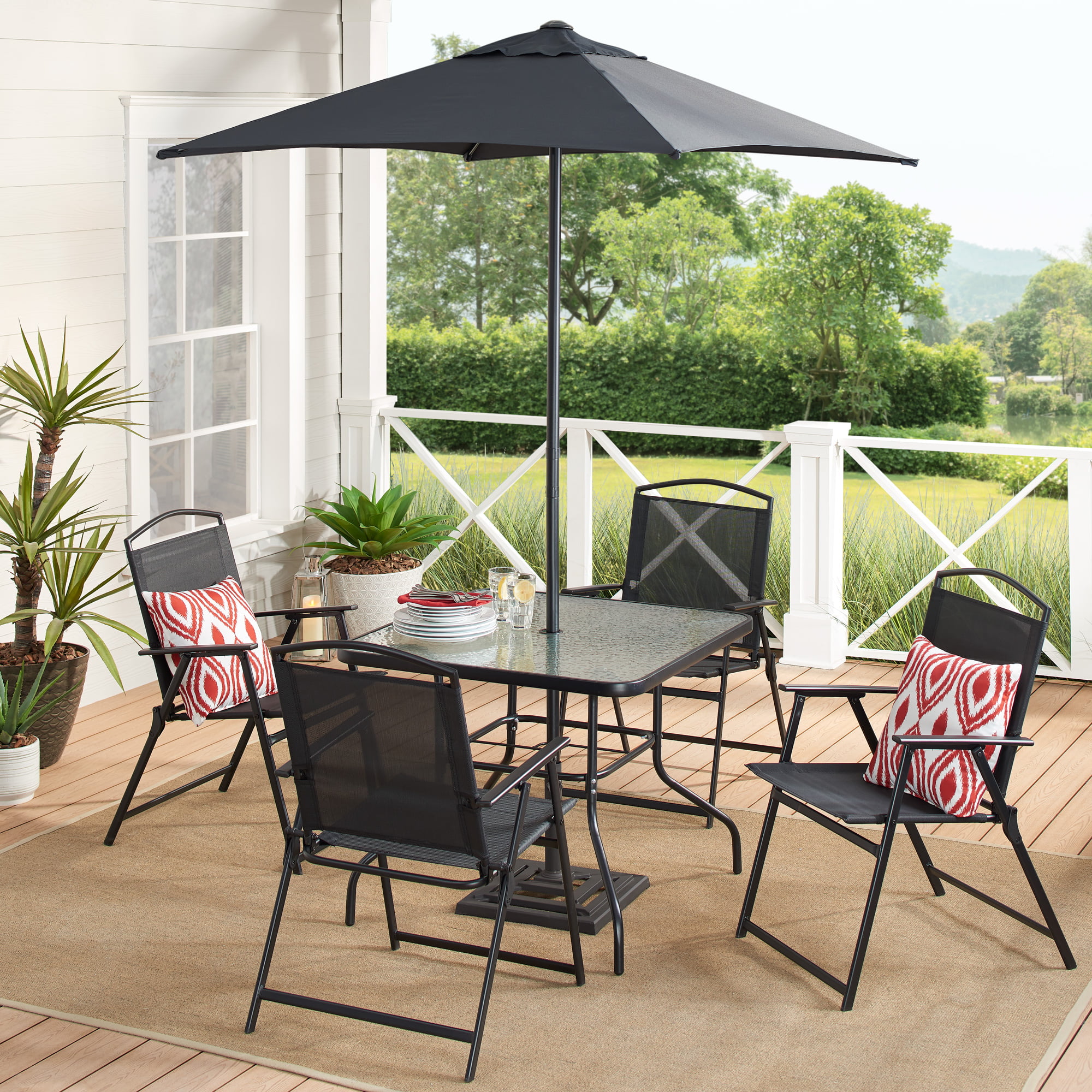 Mainstays Albany Lane 6-Piece Outdoor Patio Dining Set. Black