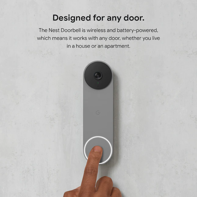 Google  Nest Doorbell Battery - Wireless Smart Wi-Fi Doorbell Security Camera - Ash