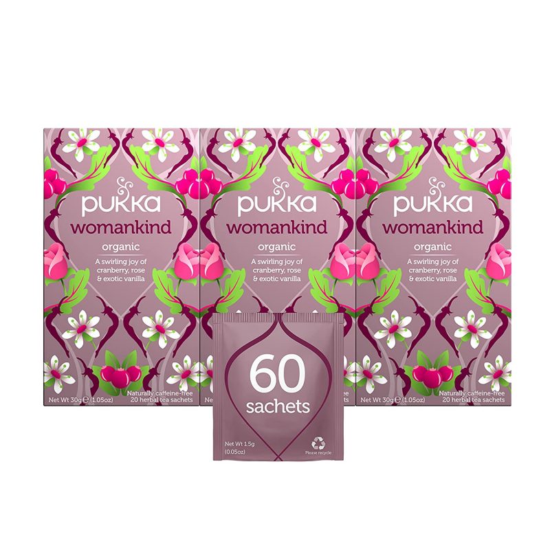 Pukka Womankind. Shatavari. Cranberry & Rose Flower. 3 Pack. 60 Tea Bags