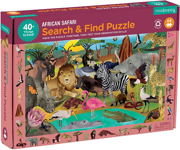 Mudpuppy African Safari Search and Find Puzzle. 64 Pieces – Jigsaw Puzzle
