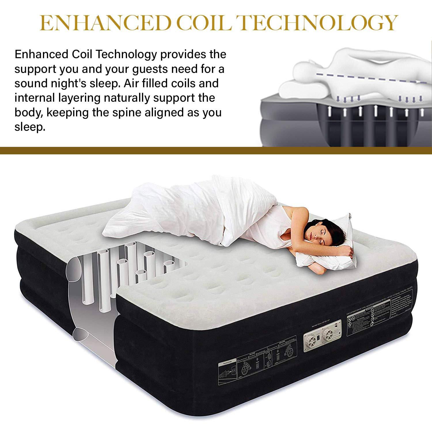 King Koil California King Luxury Raised Air Mattress with Built-in 120V AC High Capacity Internal Pump Comfort Quilt Top California King Airbed