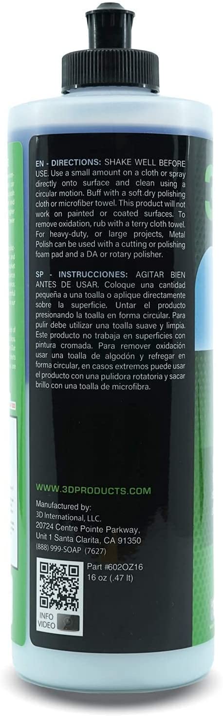 3D Metal Polish - Heavy Duty All Purpose Metal Polish & Aluminum Restorer 16oz.