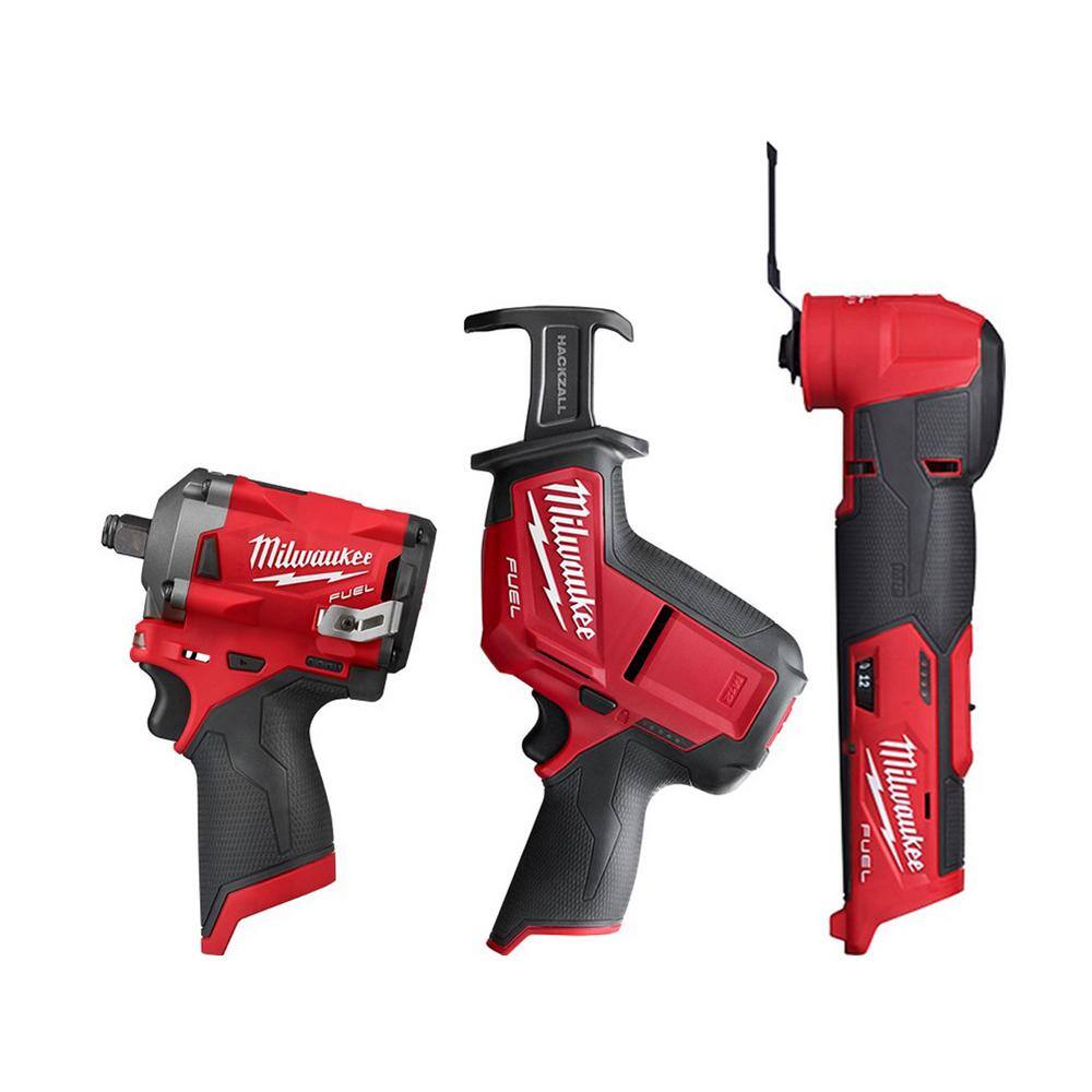 Milwaukee 2526-20-2555-20-2520-20 M12 FUEL 12V Lithium-Ion Cordless Oscillating Multi-Tool with M12 FUEL 1/2 in. Impact Wrench and M12 FUEL HACKZALL