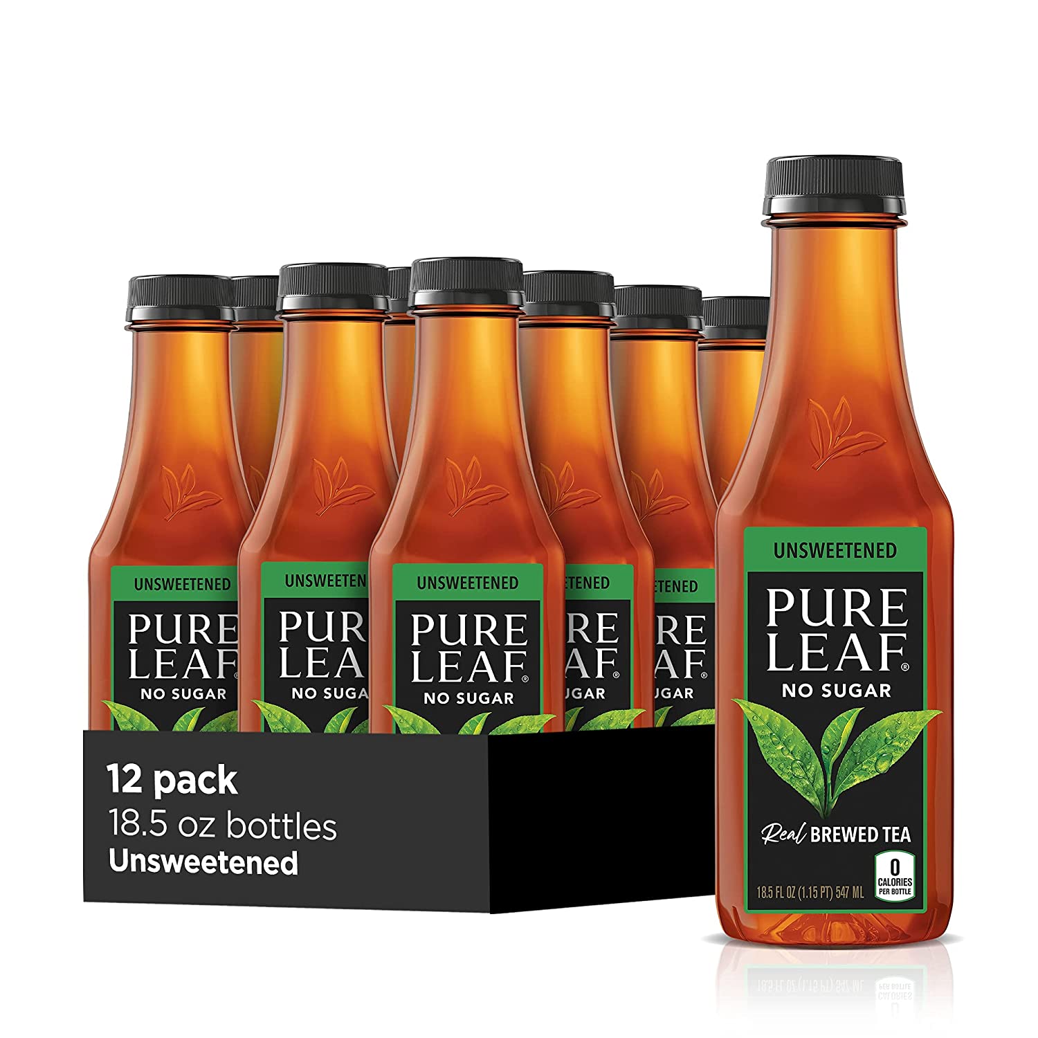 Pure Leaf Iced Tea. Unsweetened Black Tea. 18.5 Oz Bottles (12 Pack)