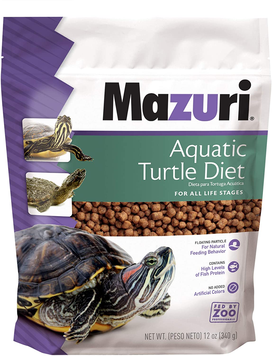 Mazuri Nutritionally Complete Aquatic Turtle Food | Freshwater Formula - 12 Ounce (12 oz) Bag