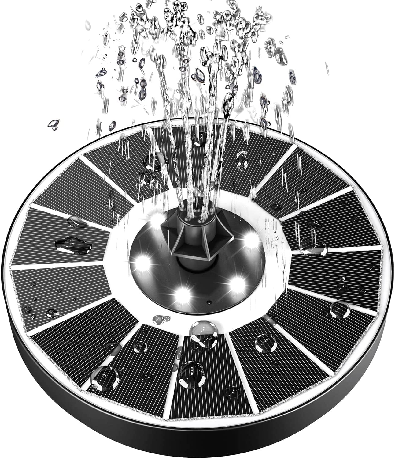 SZMP Solar Fountain Upgraded 100% Glass Panel. 3.5W Solar Powered Fountain Pump. (White)