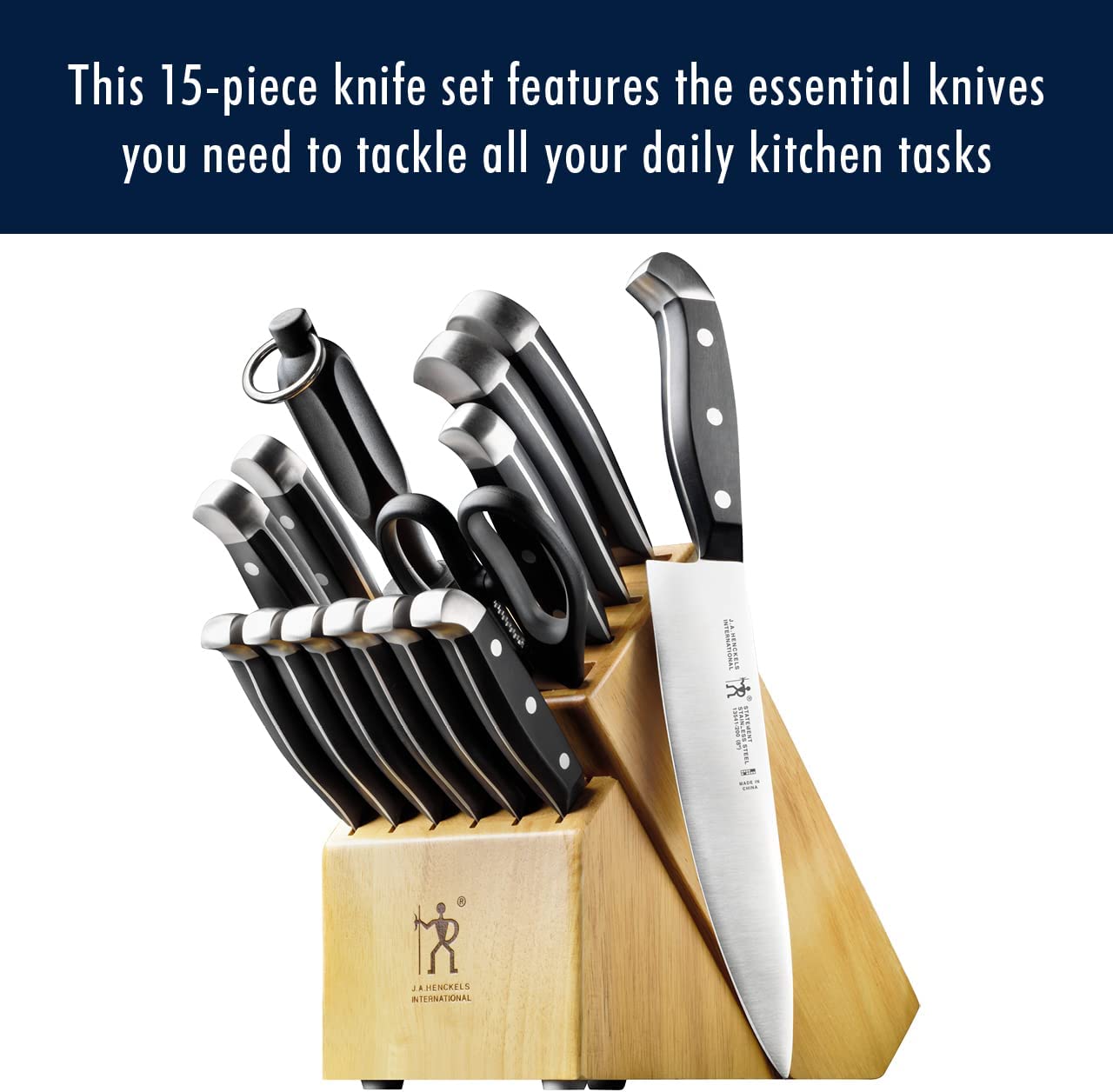 HENCKELS Premium Quality 15-Piece Knife Set with Block