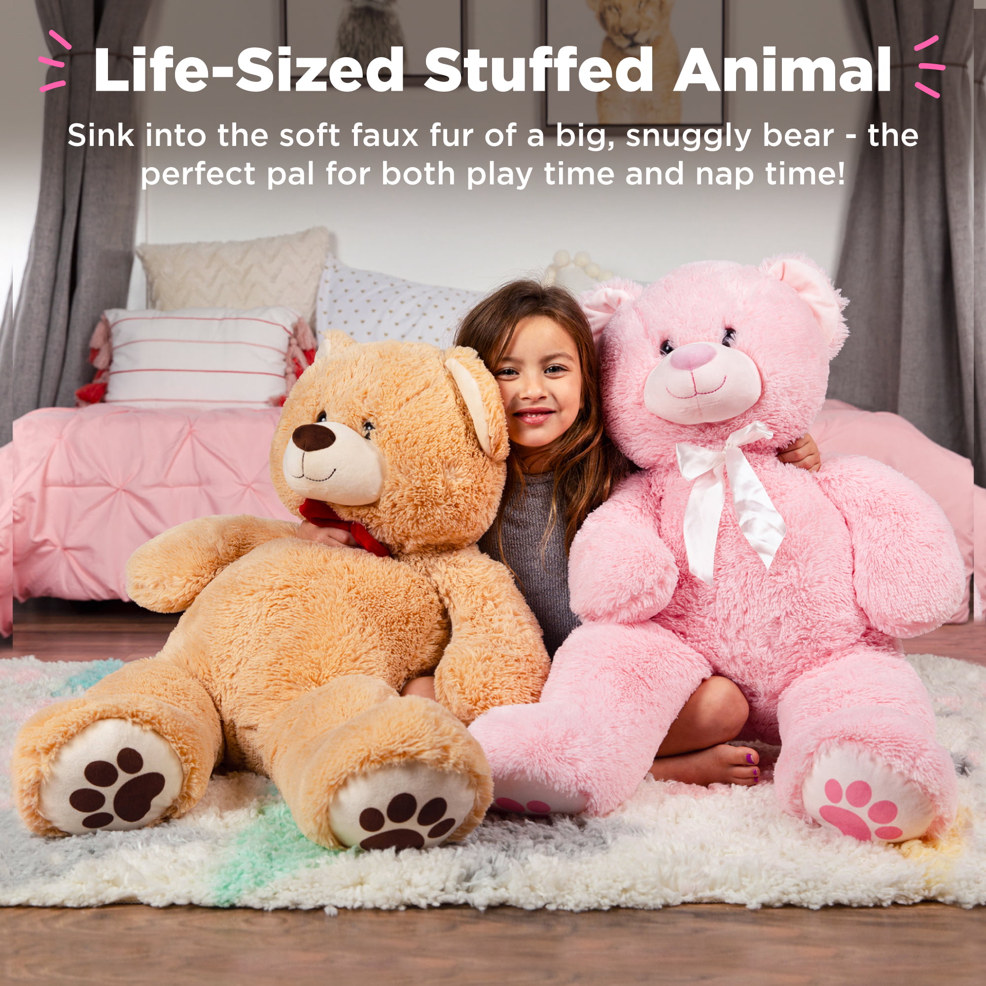 Best Choice Products 38in Giant Soft Plush Teddy Bear Stuffed Animal Toy w/ Bow Tie. Footprints - Brown