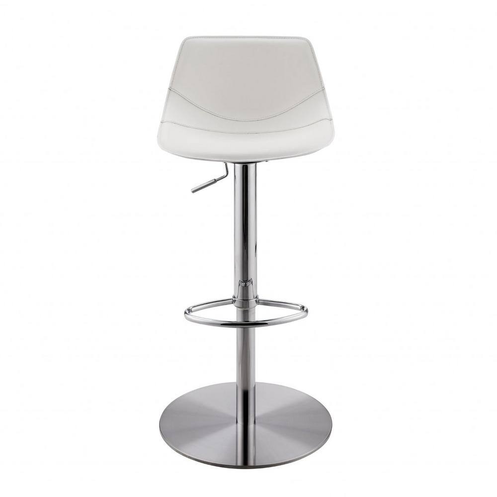 HomeRoots  Amelia 39.57 in White with Brushed Stainless Steel Legs Bar Stool