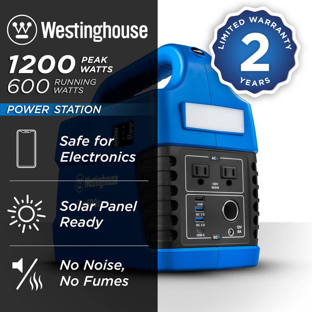 Westinghouse iGen600s iGen600s 600/1200-Watt Pure Sine Wave Lithium-Ion Portable Power Station with Power Inverter. LED Display and Flashlight
