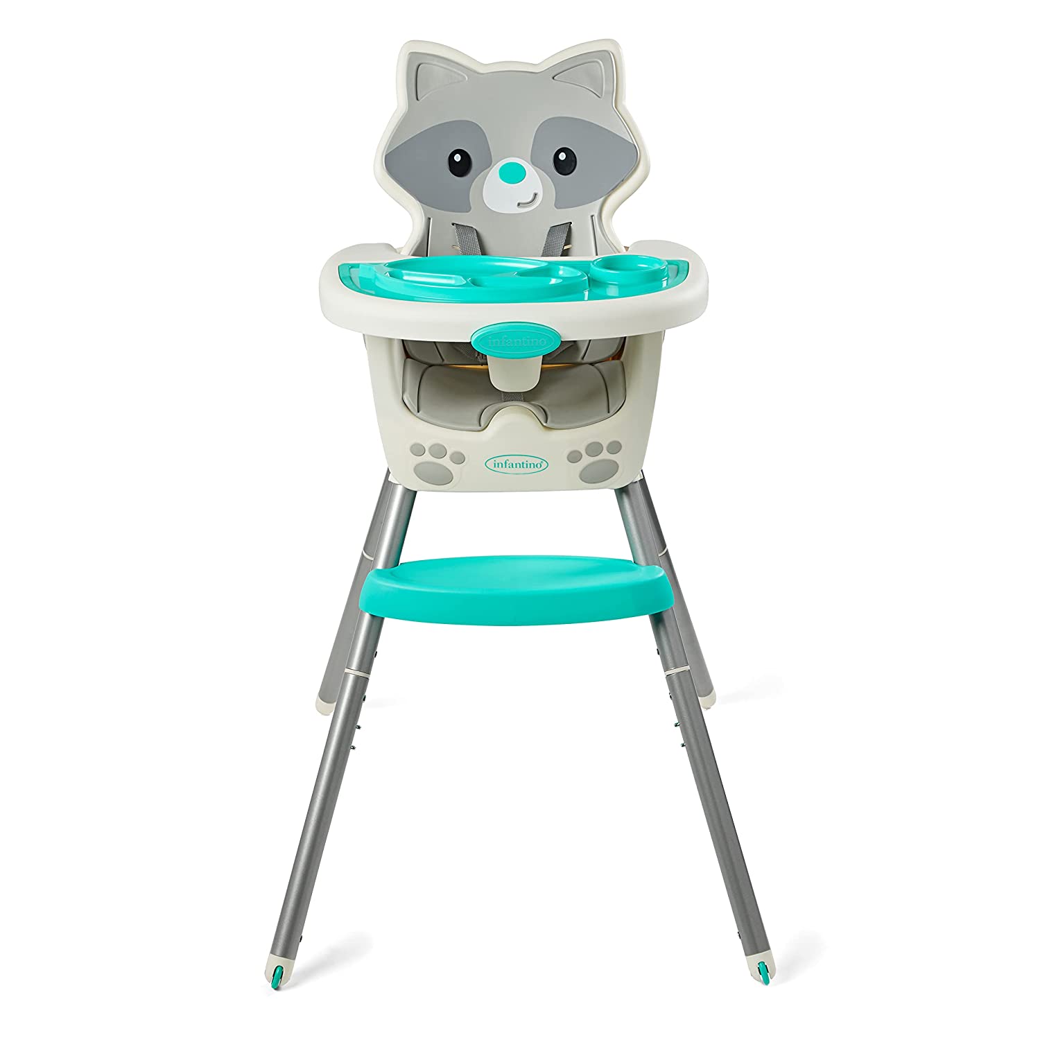 Infantino Grow-with-Me 4-in-1 Convertible High Chair. Raccoon-Theme. Space-Saving Design. Booster and Toddler Chair. for Infants & Toddlers 3M-36M