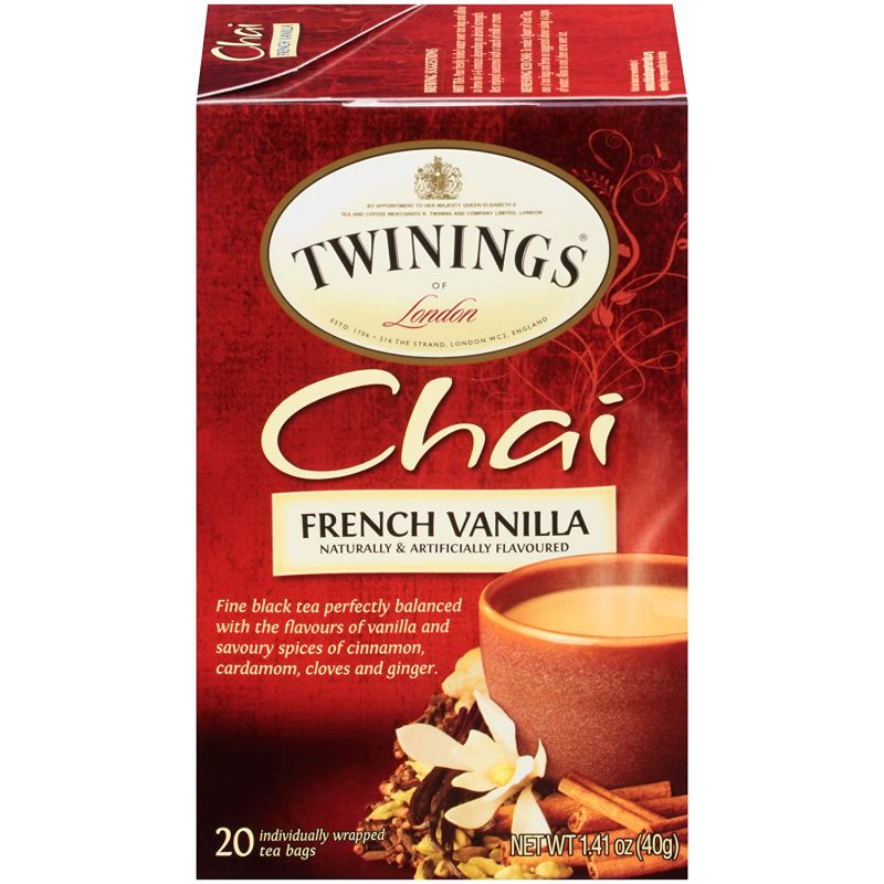 Twinings of London French Vanilla Black Chai Tea. 20 Count. Pack of 6