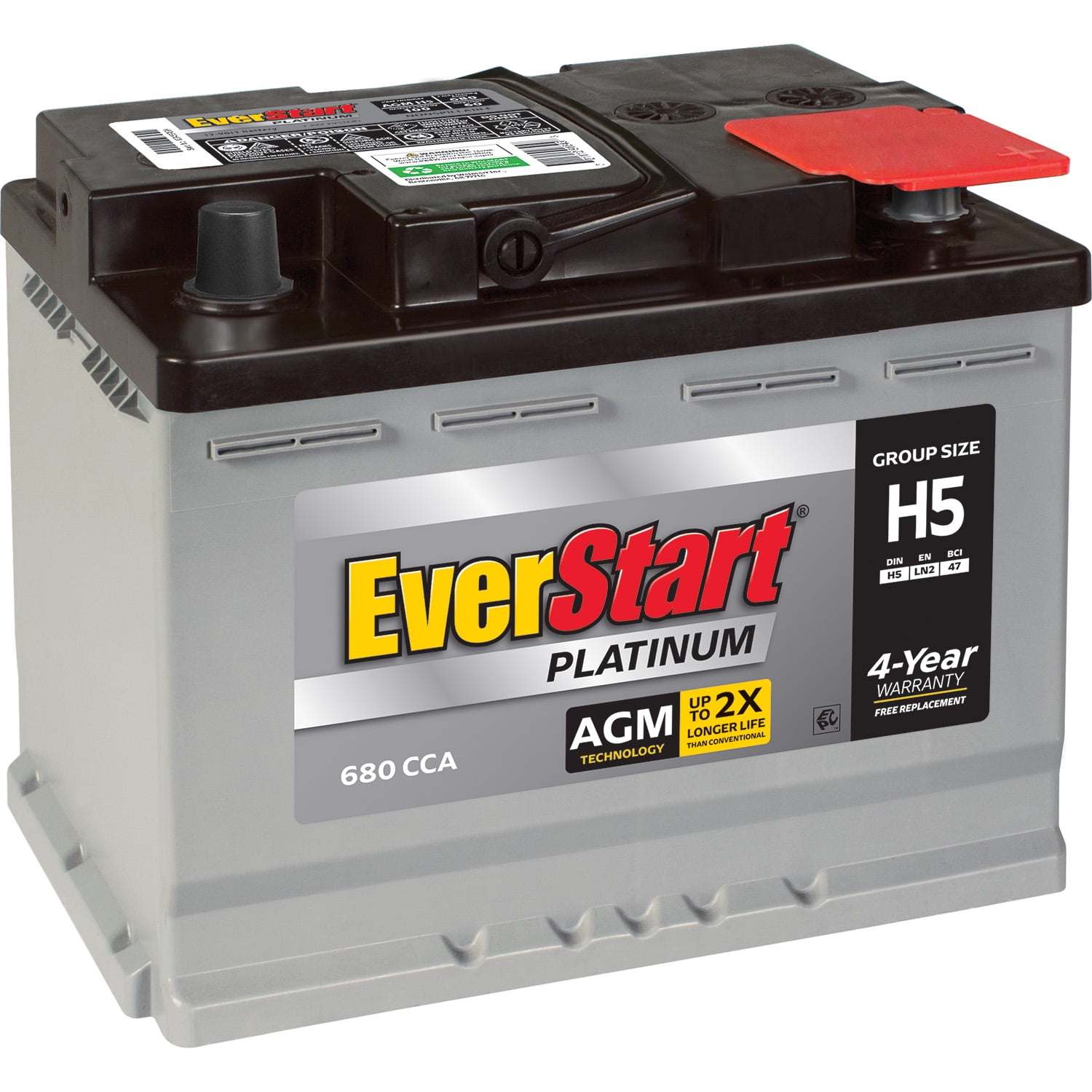EverStart Platinum BOXED AGM Battery. Group Size H5 12V. 680 CCA