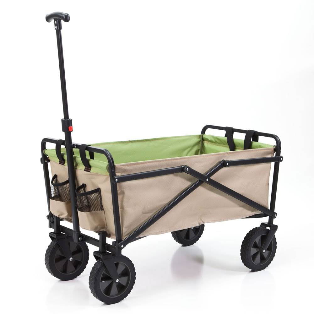 Seina 150lb Capacity Folding Steel Outdoor Utility Wagon Cart. Khaki/Green