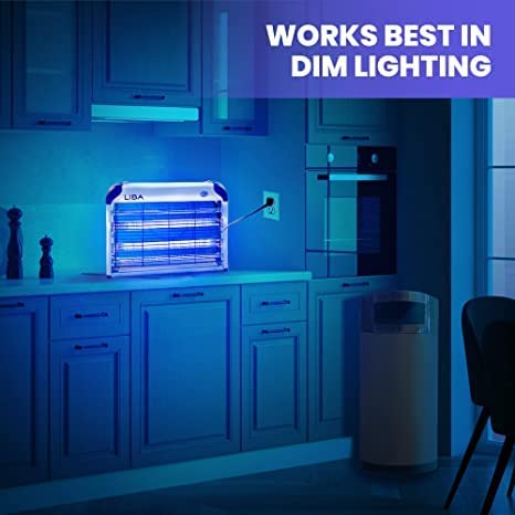 LiBa Electric Bug Zapper. Indoor Insect Killer - (2) Extra Replacement Bulbs - Fly. Mosquito Killer and Repellent - Lightweight. Powerful 2800V Grid. Easy-to-Clean. with a Removable Washable Tray.