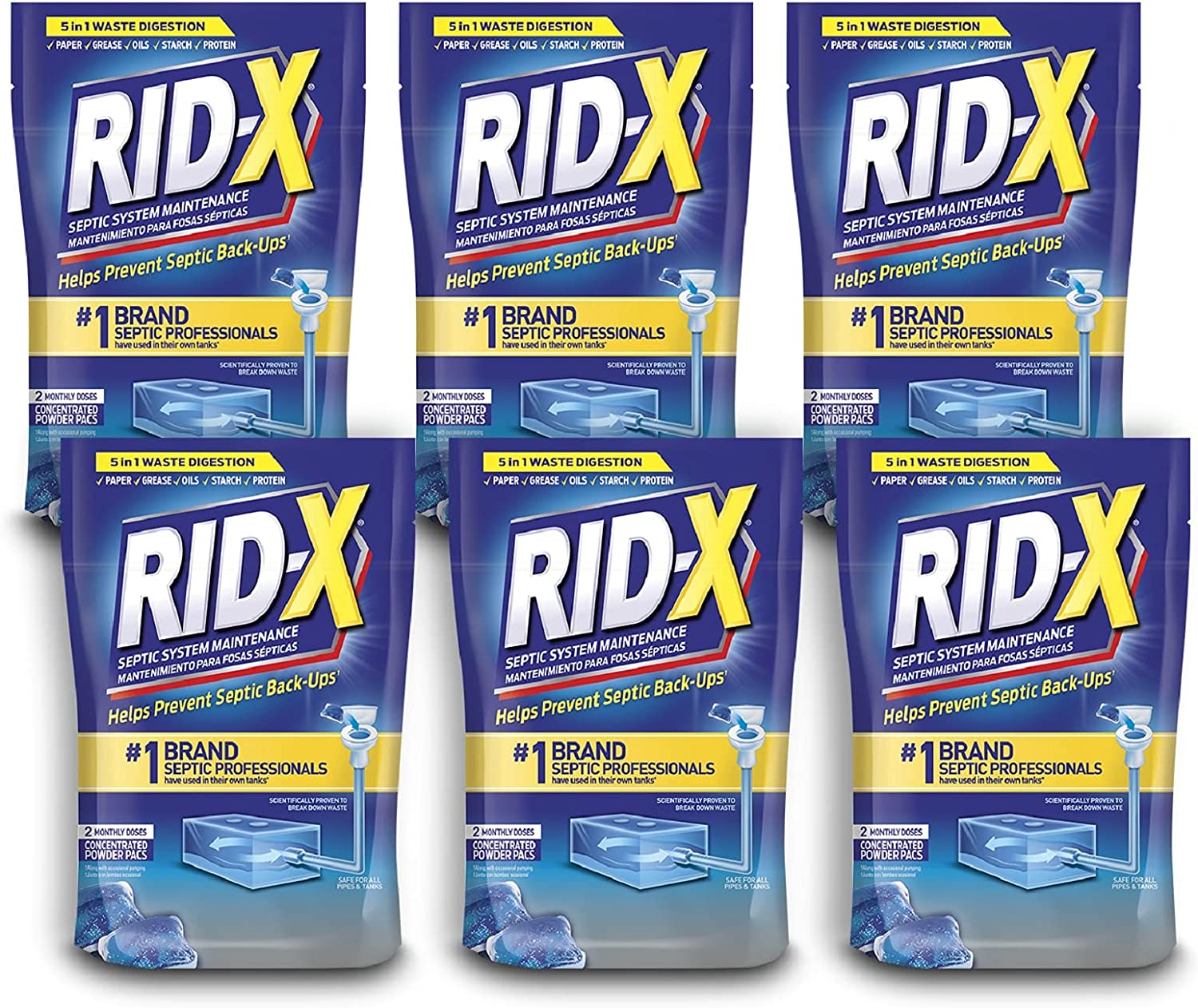Rid-X Septic Treatment. 12 Month Supply of Septi-Pacs. 12.6 Oz