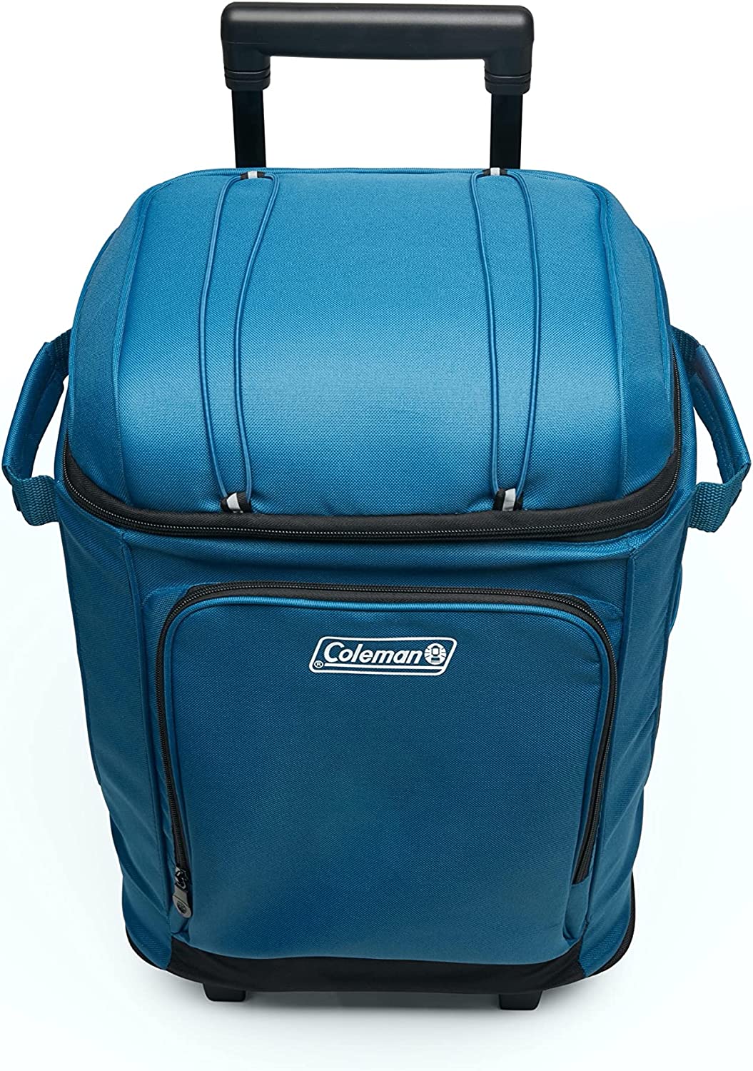 Coleman Chiller Series Insulated Portable Wheeled Soft Cooler. Leak-Proof 42 Can Capacity Cooler with Heavy Duty Wheels and Handle and Ice Retention
