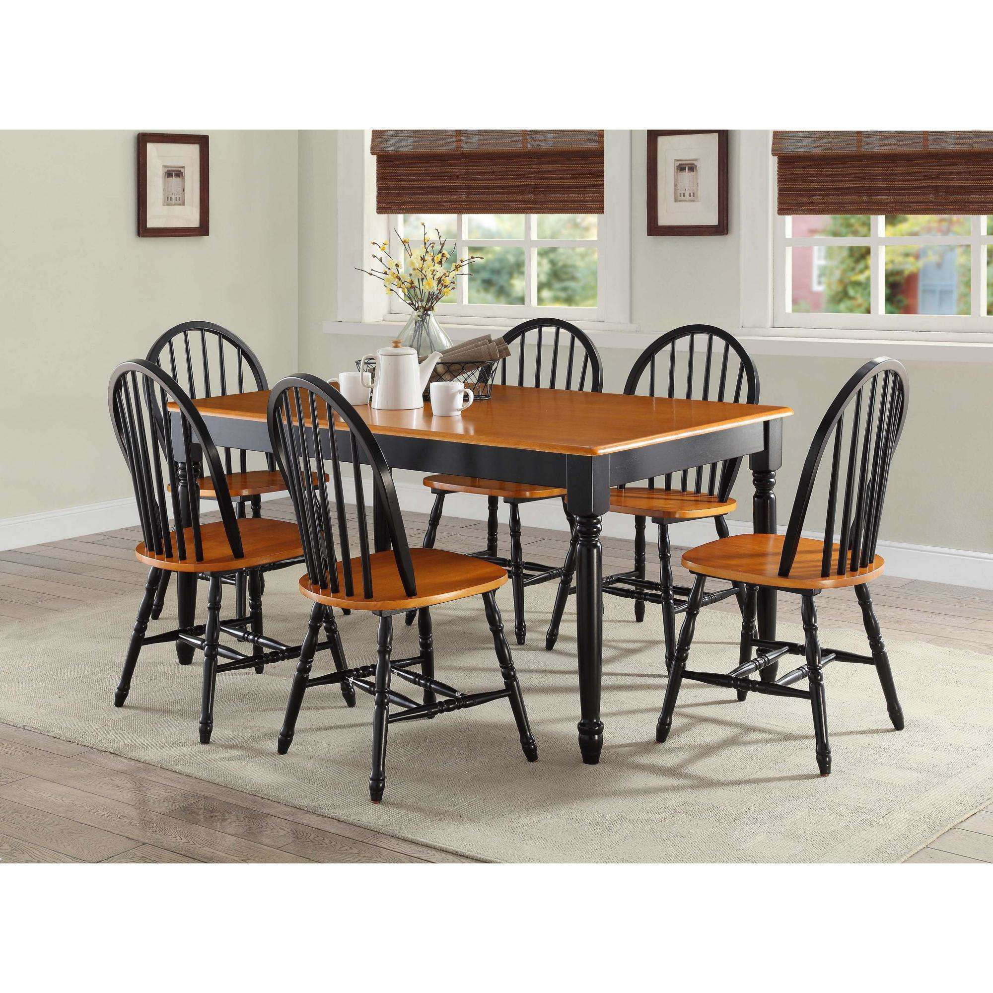 Better Homes and Gardens Autumn Lane Windsor Solid Wood Chairs. Set of 2. Black and Oak