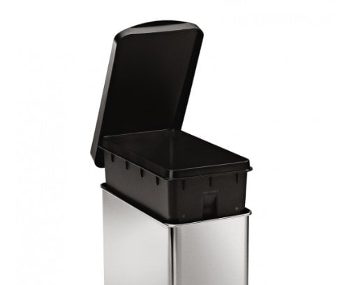 simplehuman 10 Liter / 2.6 Gallon Bathroom Slim Profile Trash Can. Brushed Stainless Steel with Plastic Lid