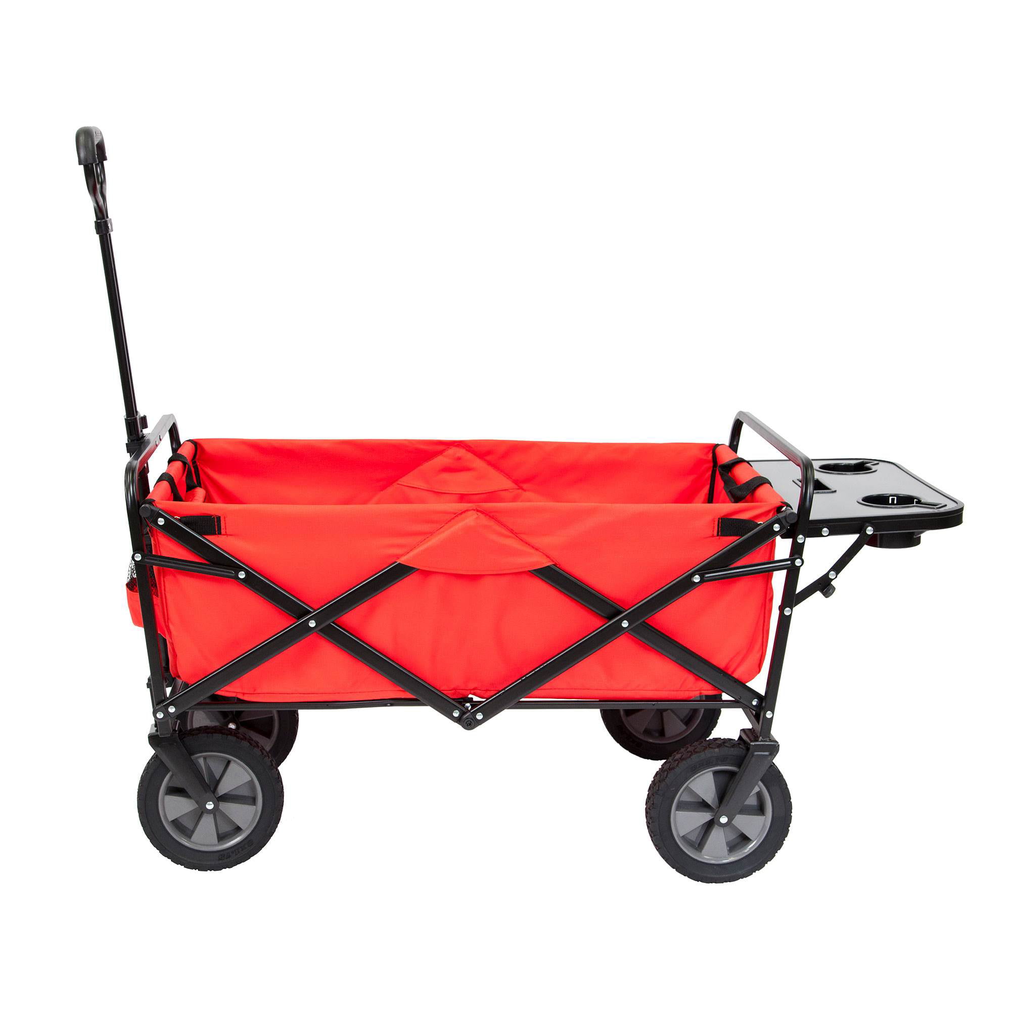 Mac Sports Collapsible Folding Outdoor Garden Utility Wagon Cart w/ Table. Red