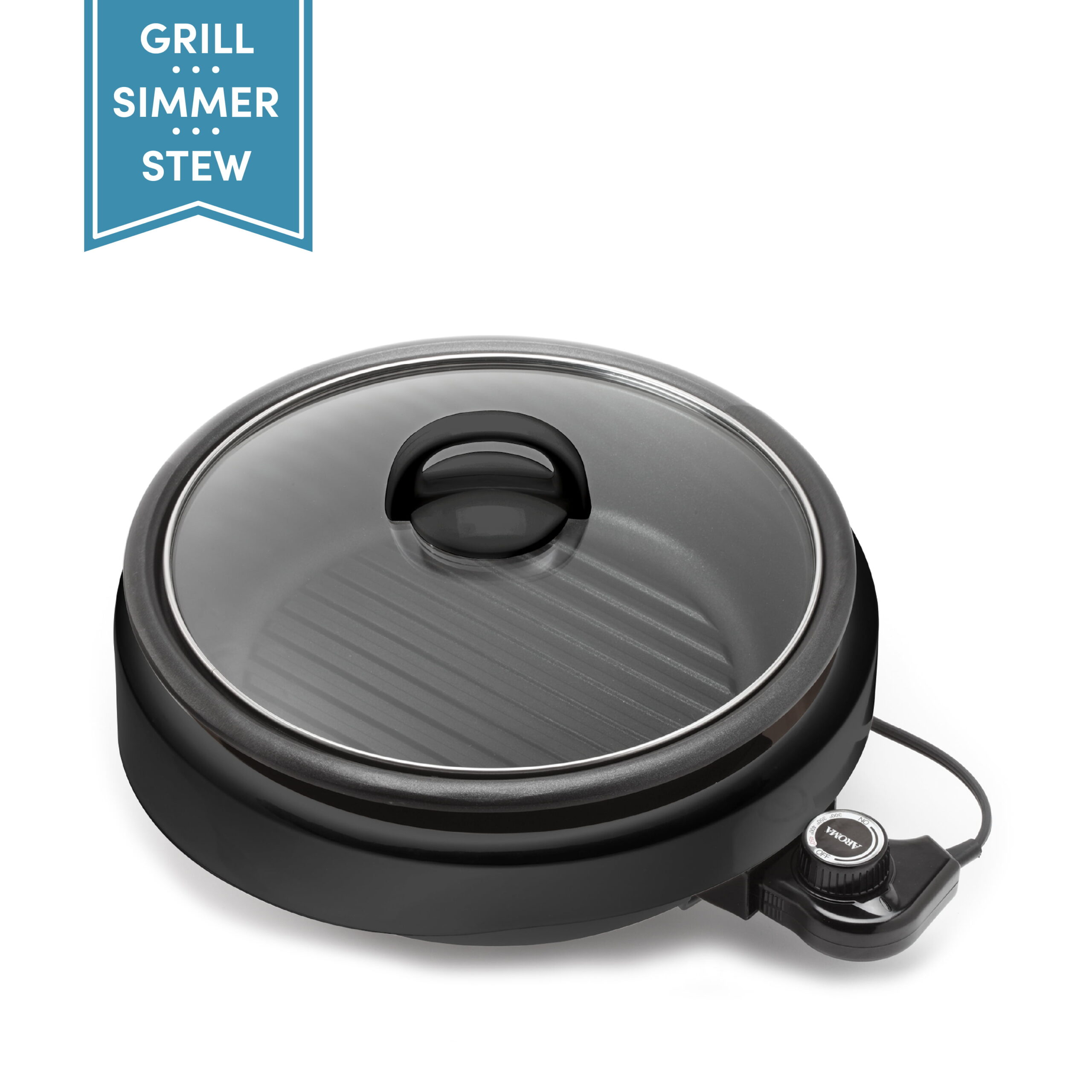 Aroma 3Qt. Grillet 3-in-1 Electric Indoor Grill (ASP-137B)
