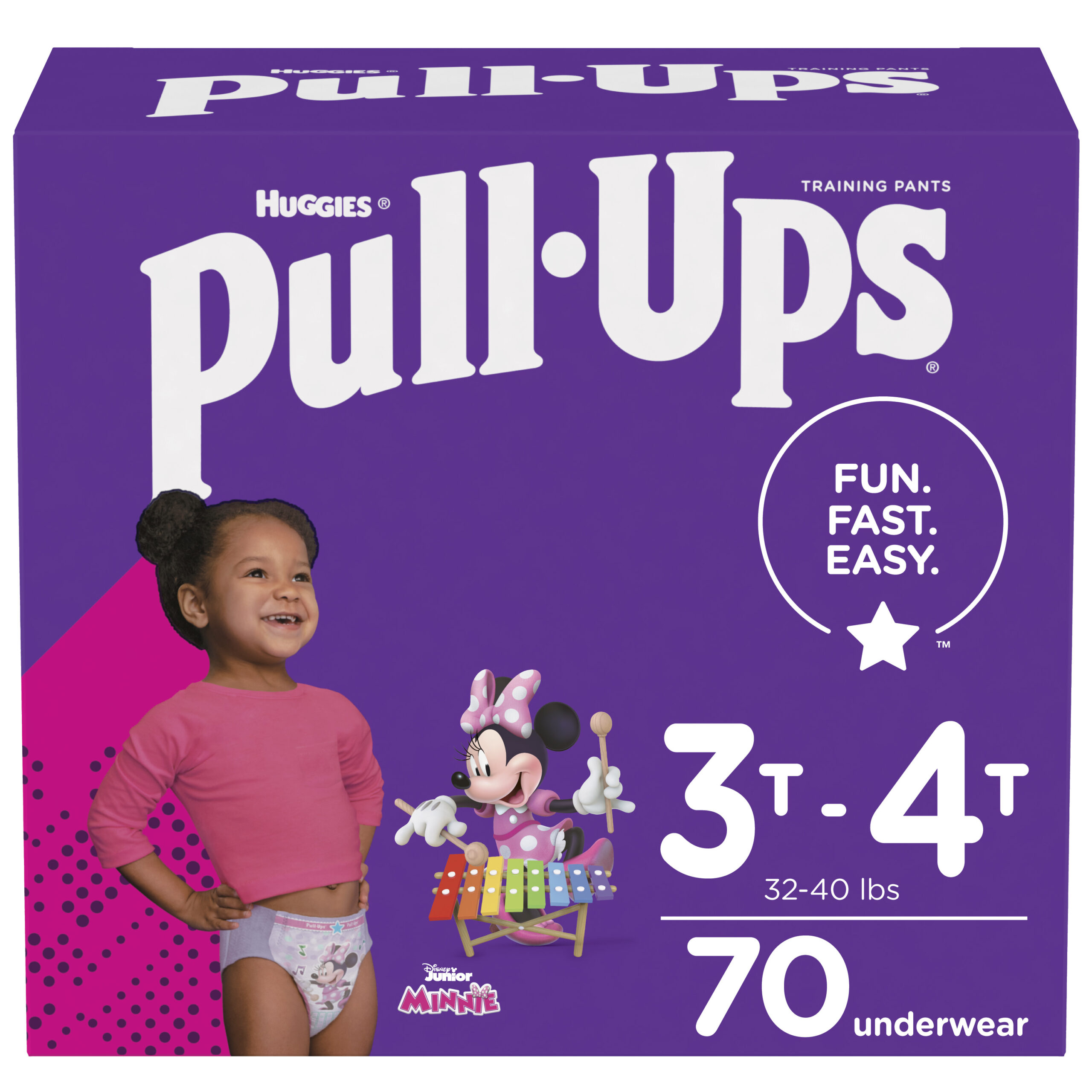 Huggies Pull-Ups Girls- Potty Training Pants. 70 Count. 3T-4T (32-40 lb.)