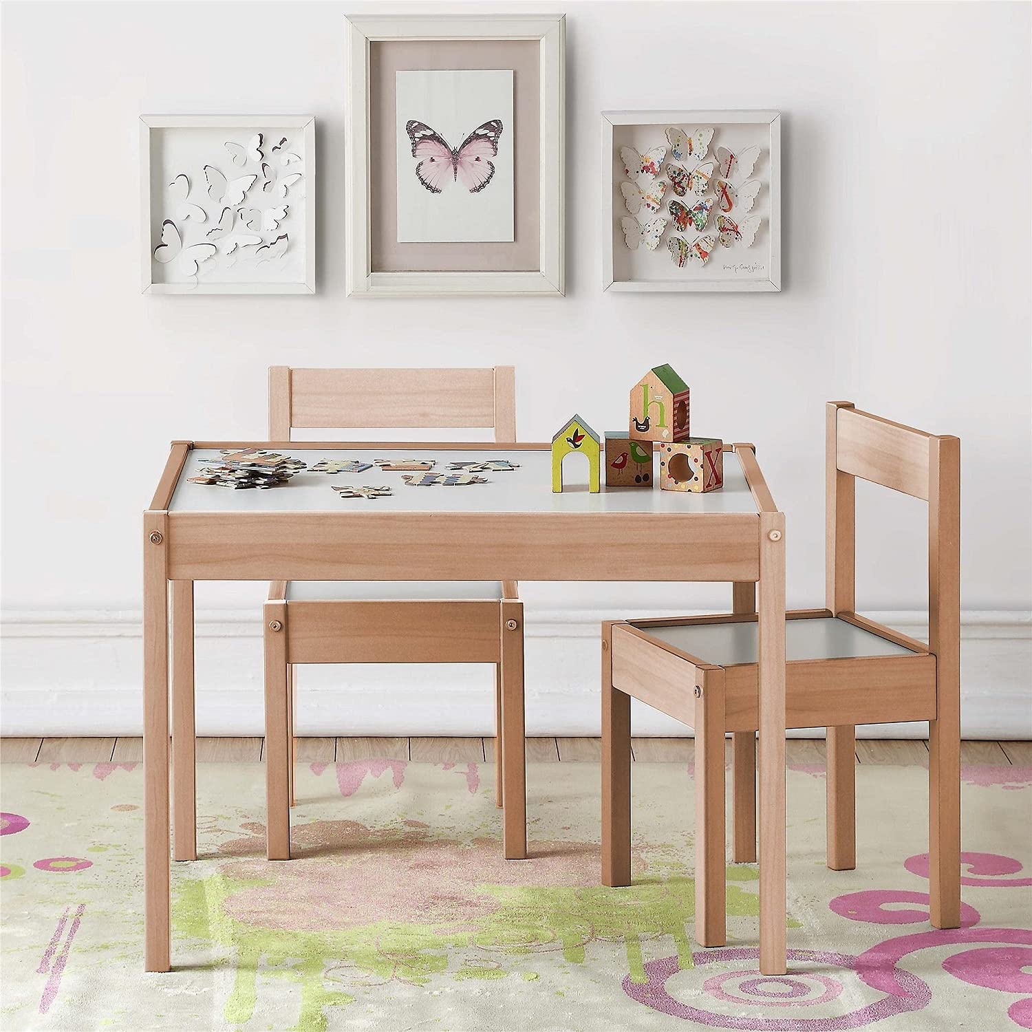 Baby Relax Hunter 3-Piece Kiddy Table & Chair. Natural/White Table Set