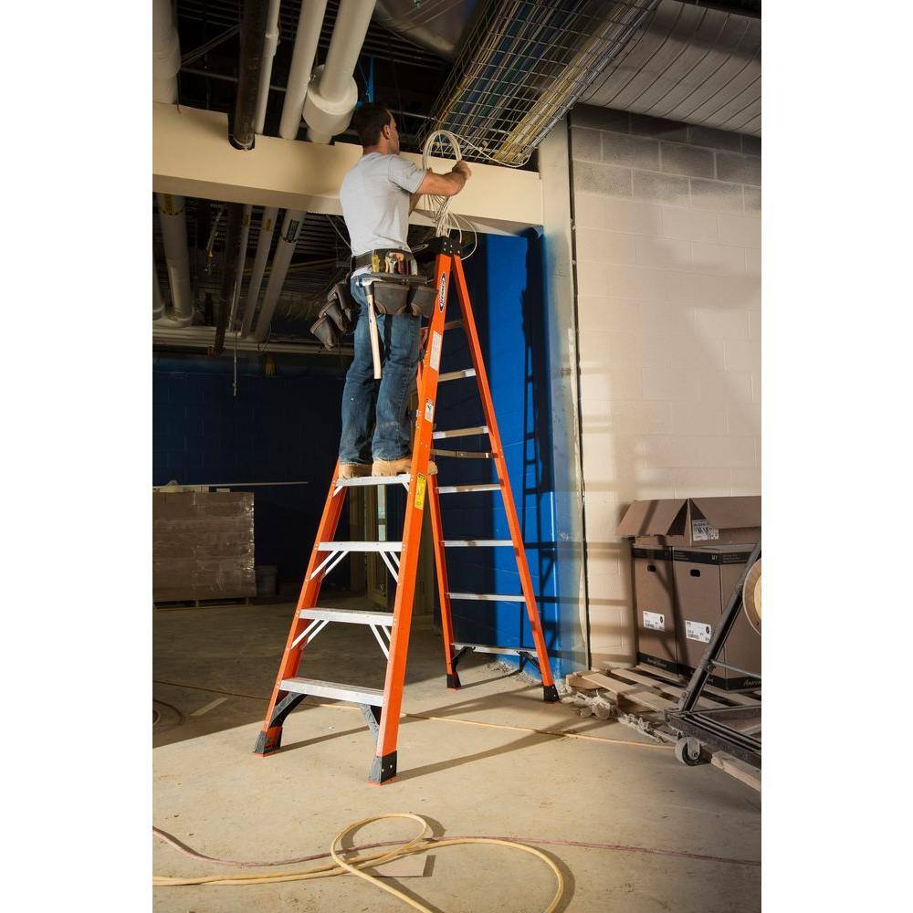 WERNER NXT1A08 8 ft. Fiberglass Step Ladder (12 ft. Reach Height) with 300 lbs. Load Capacity Type IA Duty Rating