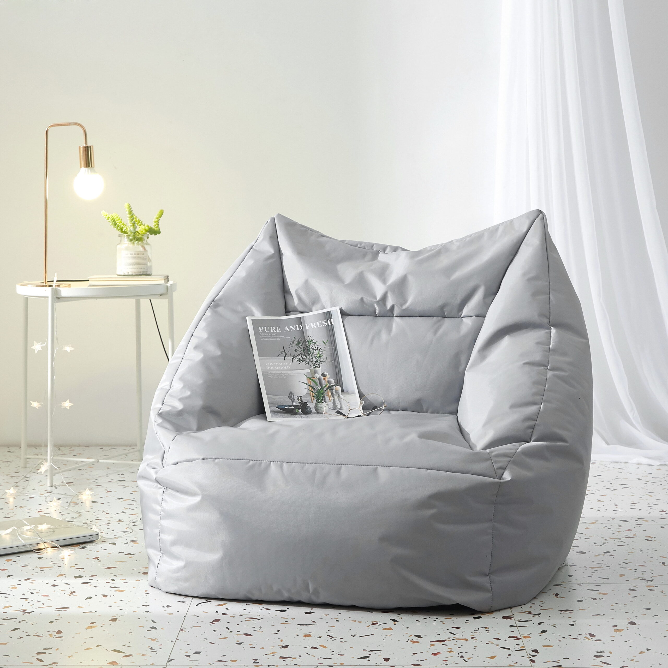 Urban Shop Structured Bean Chair. Gray Canvas