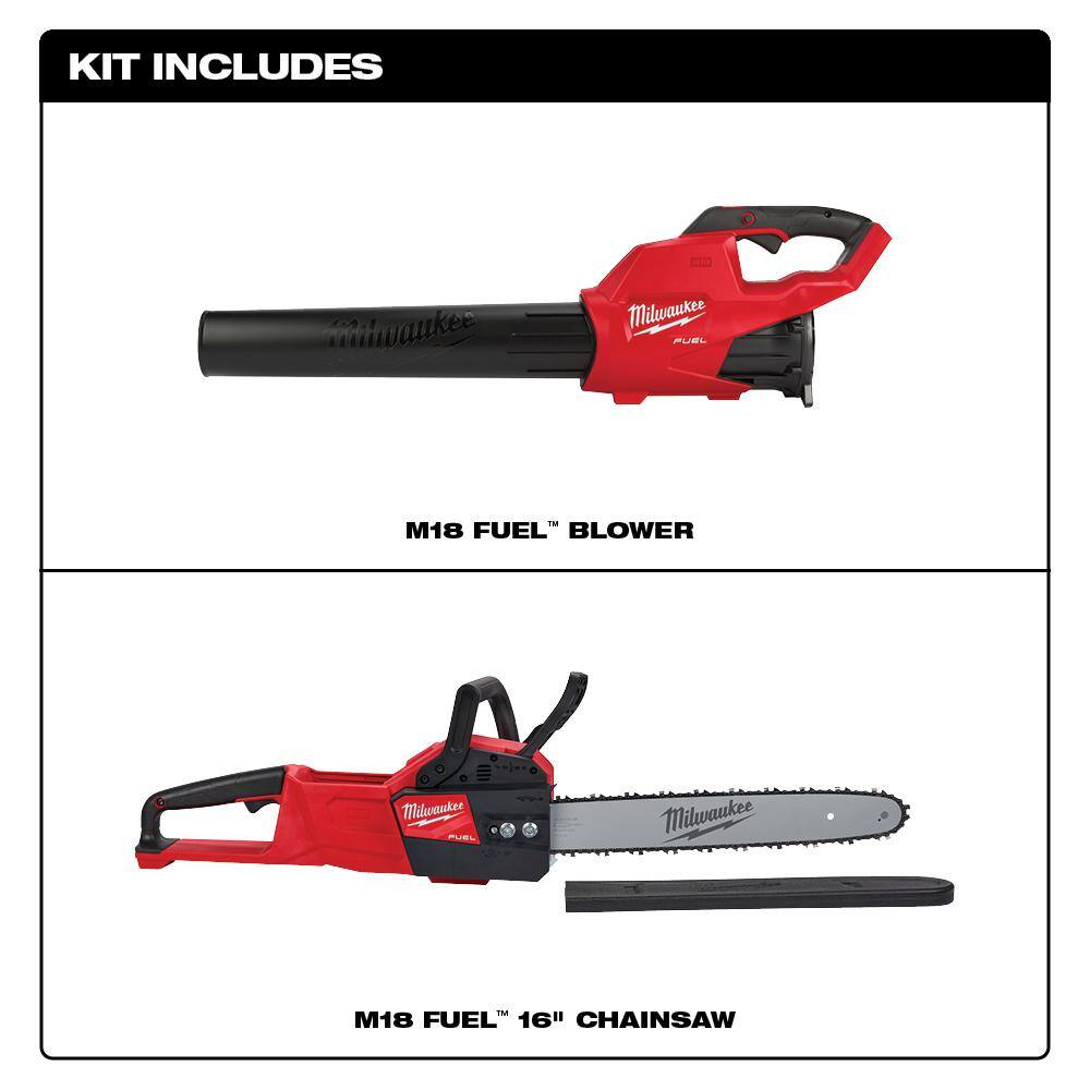 Milwaukee  M18 FUEL 16 in. 18-Volt Lithium-Ion Brushless Cordless Chainsaw and Blower Combo Kit (2-Tool)