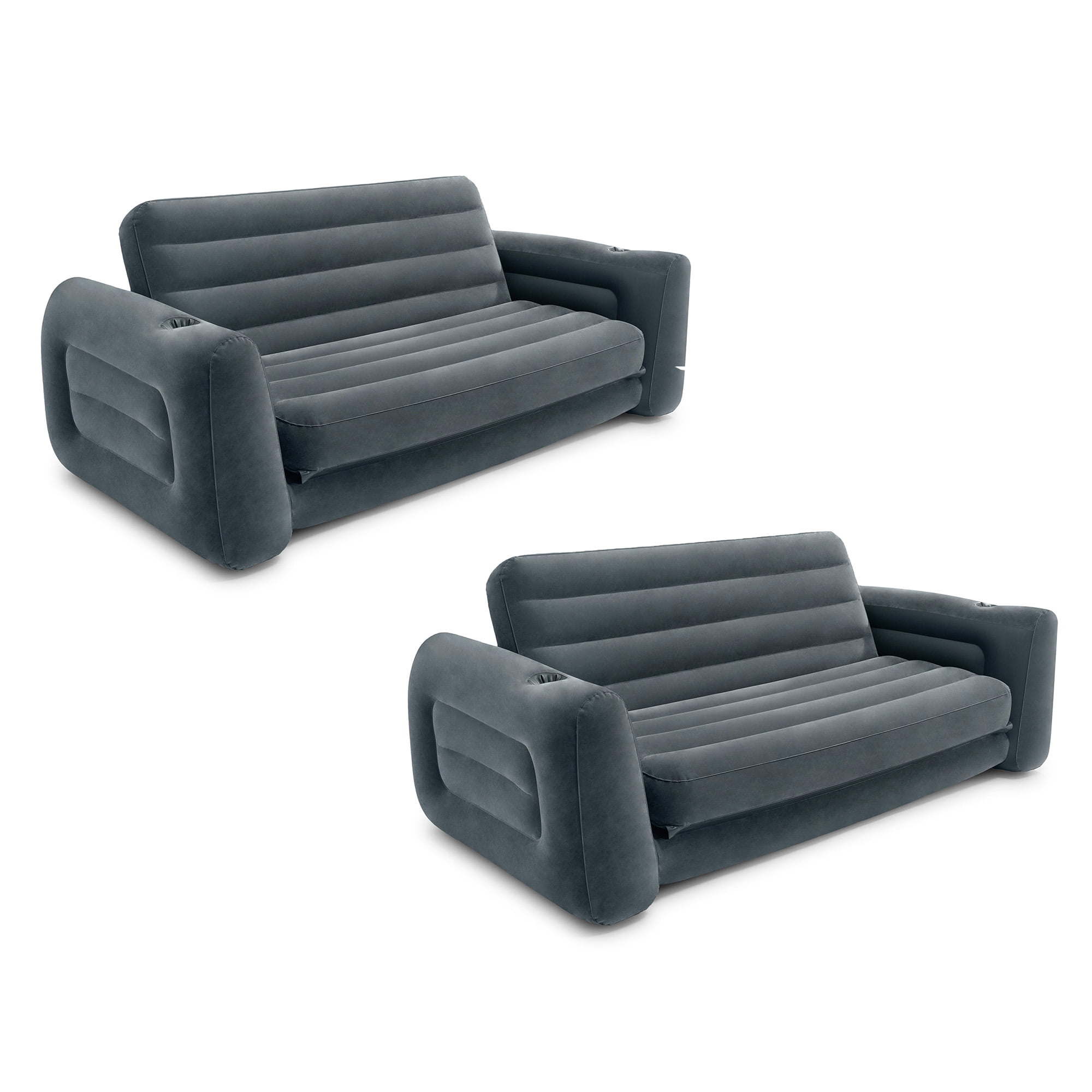 Intex Inflatable Pull-Out Sofa Bed Sleep Away Futon Couch. Queen. Gray (2 Pack)
