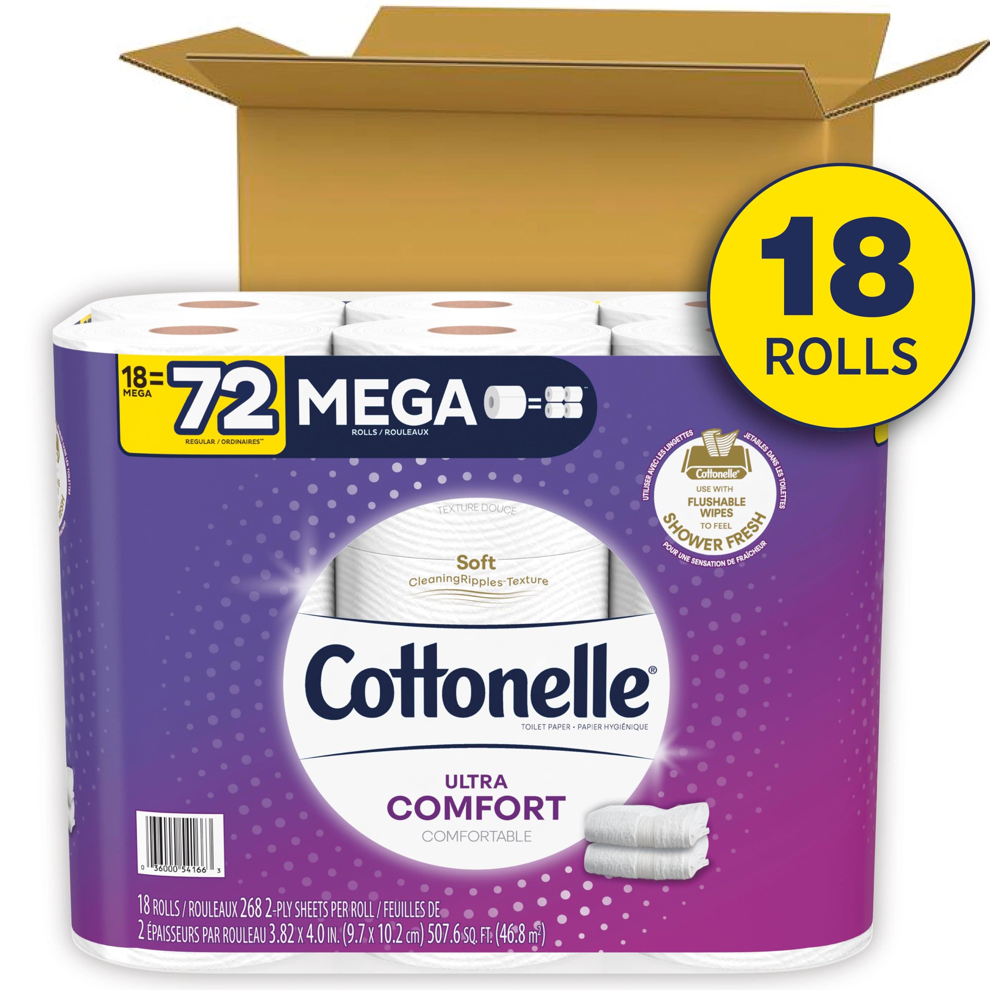 Cottonelle Ultra Comfort Toilet Paper. 18 Mega Rolls