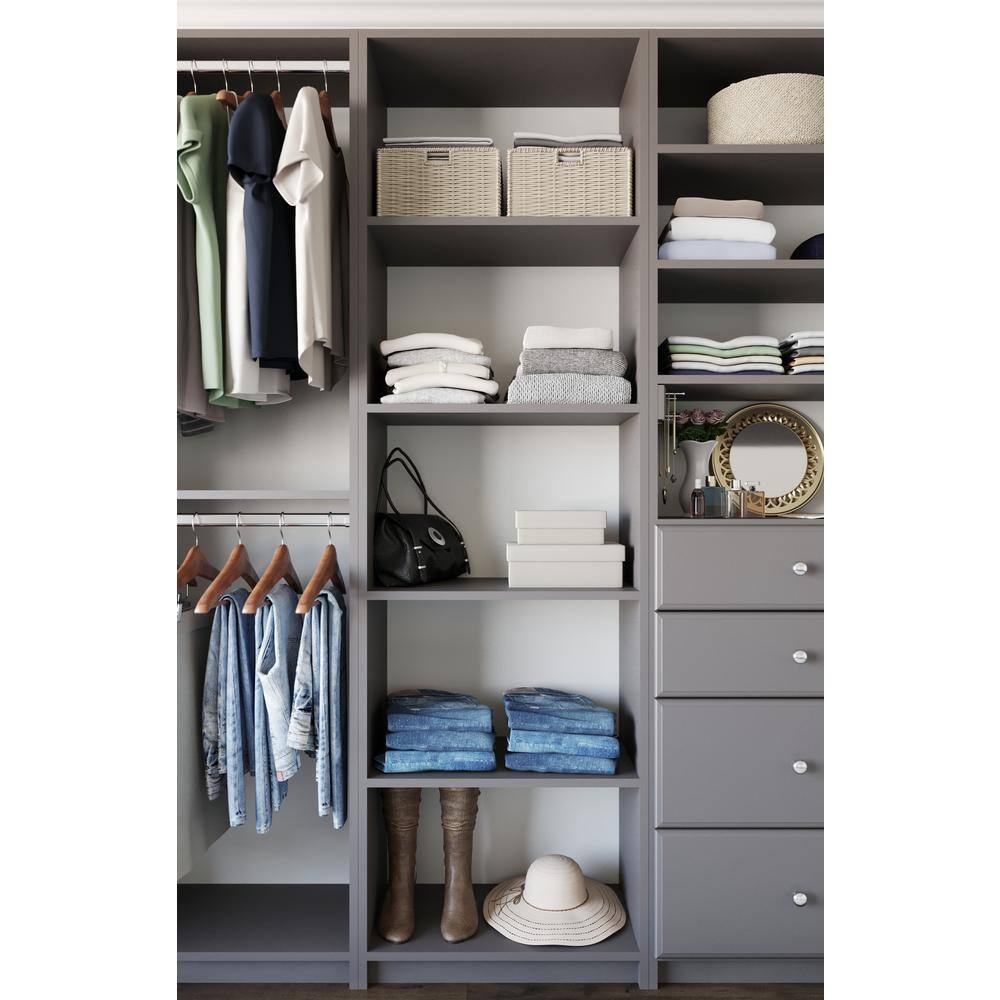 SimplyNeu SNT3-ML 14 in. W D x 25.375 in. W x 84 in. H Storm Shelving Tower Wood Closet System