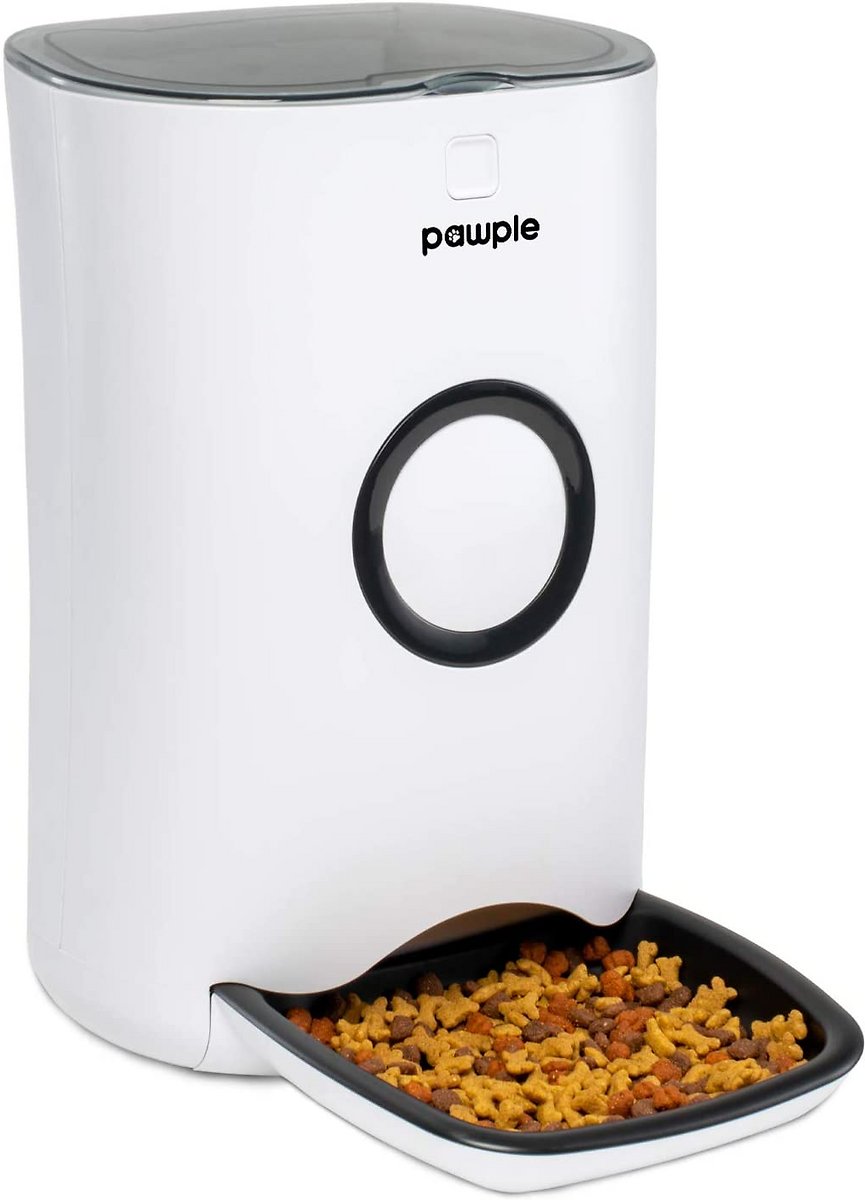 Pawple Automatic Pet Feeder Food Dispenser for Cats. Dogs. Small Animals - Features Distribution Alarms. Portion Control & Voice Recording -Programmable Timer Up to 4 Meals a Day - 20-cup