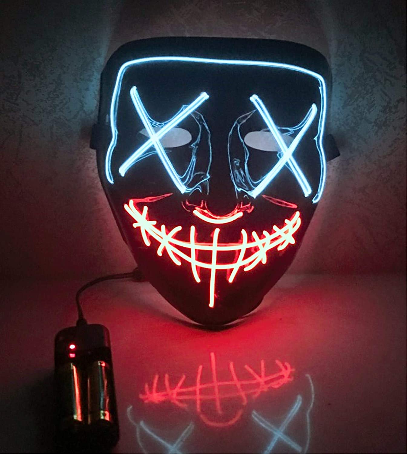 Moonideal Halloween Light Up Mask EL Wire Scary Mask