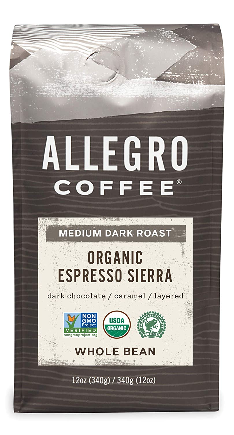 Allegro Coffee Organic Espresso Sierra Whole Bean Coffee. 12 oz