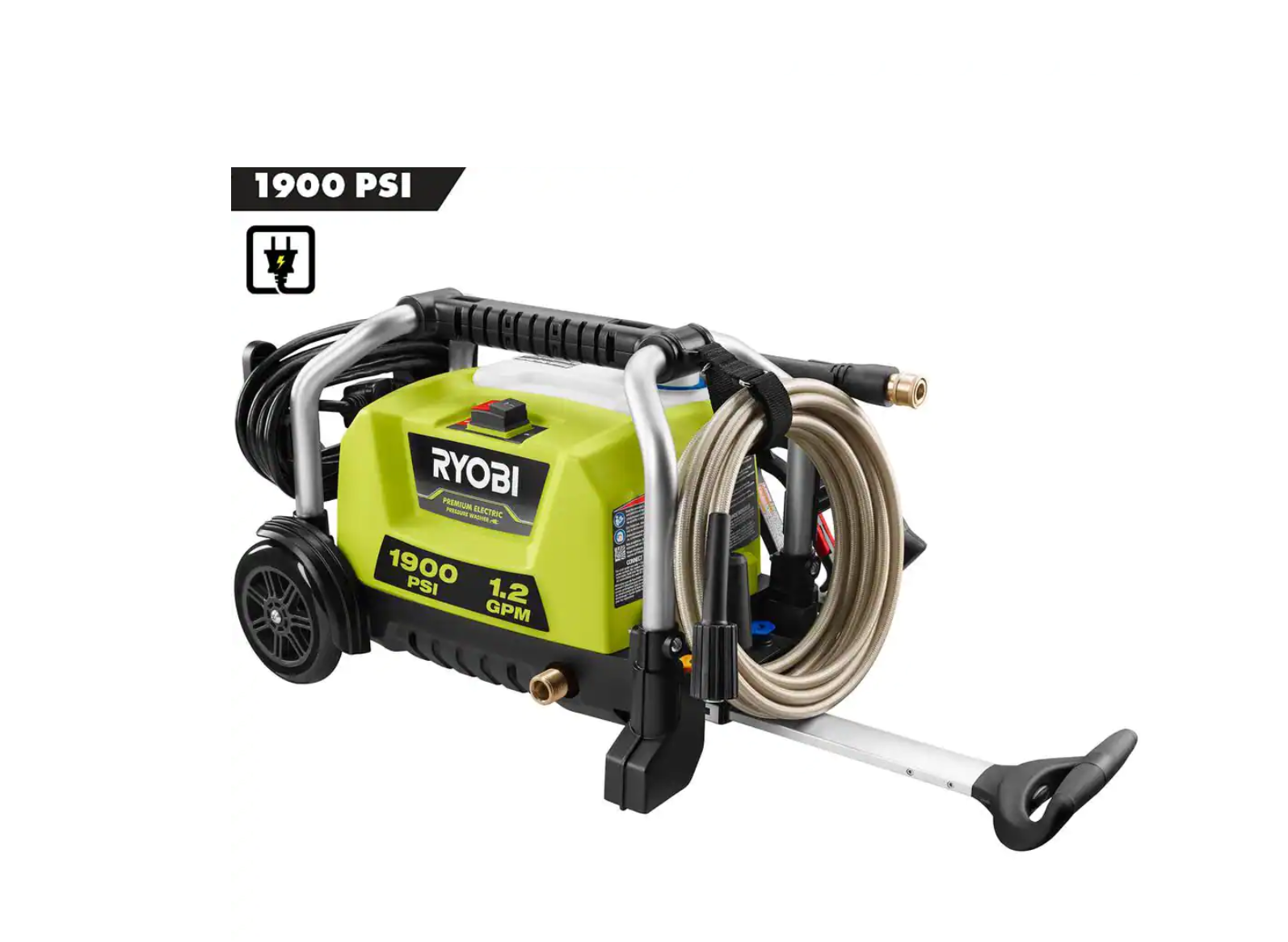 RYOBI RY1419MTVNM 1900 PSI 1.2 GPM Cold Water Wheeled Electric Pressure Washer