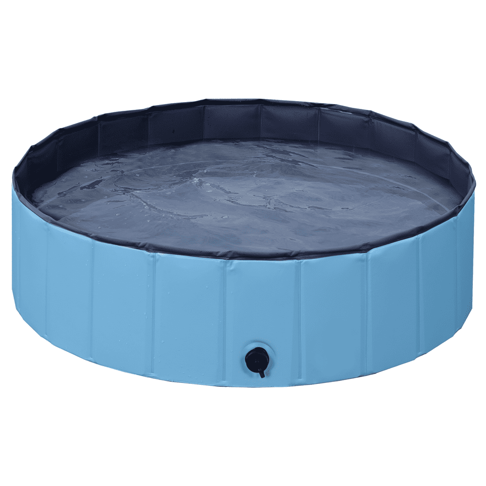 SmileMart Foldable Pet Swimming Pool Wash Tub for Cats and Dogs. Blue. Medium. 39.4″