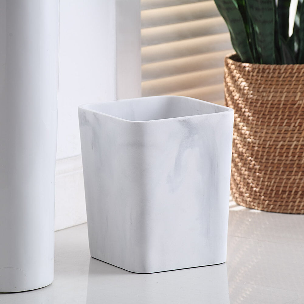 Better Homes & Gardens Faux Marble Wastebasket. White