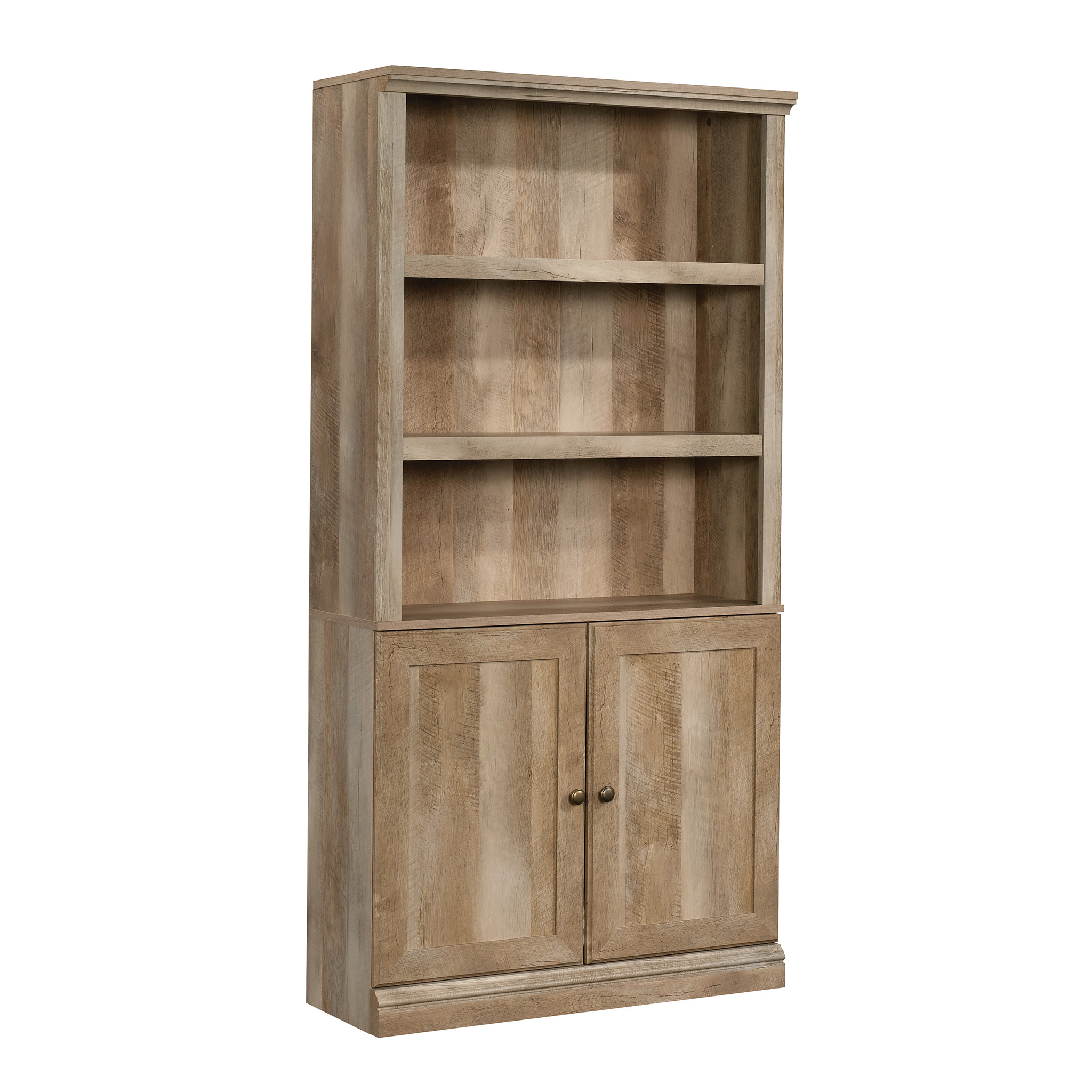 Sauder 5-Shelf Bookcase with 2 Doors. Lintel Oak Finish