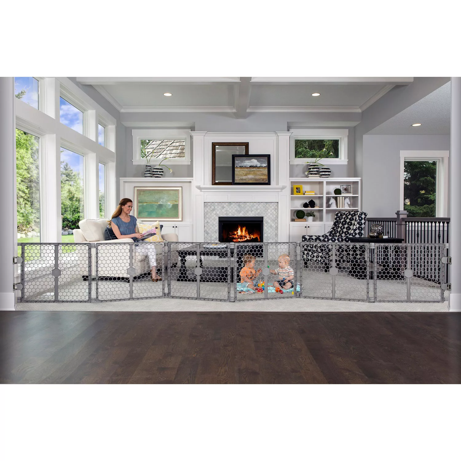 Regalo Plastic 192-Inch Super Wide Adjustable Baby Gate and Play Yard. 2-In-1. Bonus Kit. Includes 4 Pack of Wall Mounts