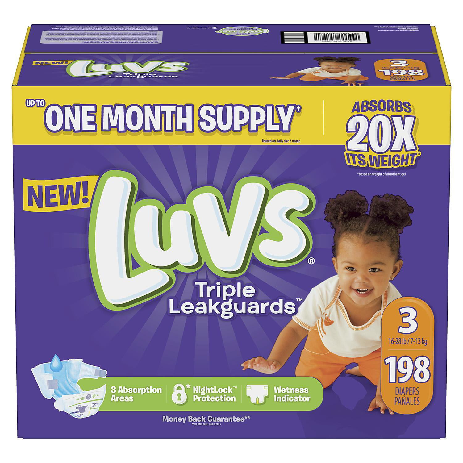 Luvs Ultra Leakguards Diapers. 3 -198 ct. (16-28 lb.)