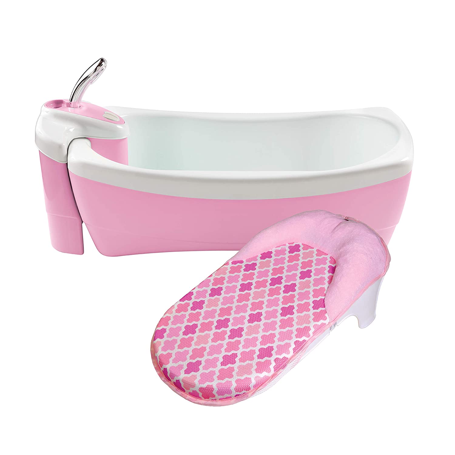 Summer Lil Luxuries Whirlpool Bubbling Spa & Shower (Pink) Luxurious Baby Bathtub with Circulating Water Jets. 2 Piece Set (Pack of 1)